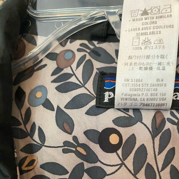 Patagonia Sz XL Black Long Winter Quilted Pocket Front Zipper Coat Jacket - Picture 8 of 8